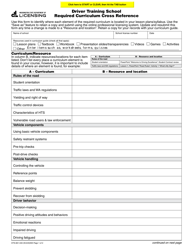 Form DTS-661-040 Driver Training School Required Curriculum Cross Reference - Washington