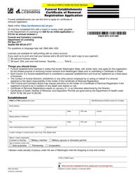 Document preview: Form FDE-653-007 Funeral Establishment Certificate of Removal Registration Application - Washington