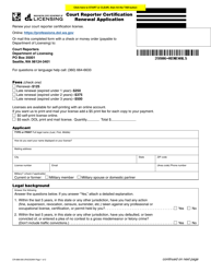 Form CR-688-006 Court Reporter Certification Renewal Application - Washington