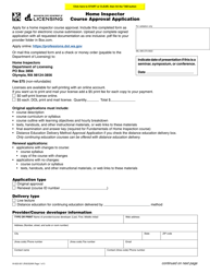 Form HI-625-001 Home Inspector Course Approval Application - Washington