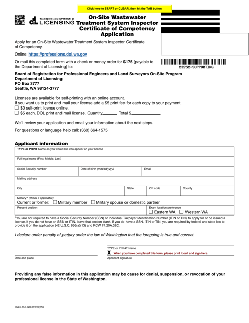 Form ENLS-651-028  Printable Pdf