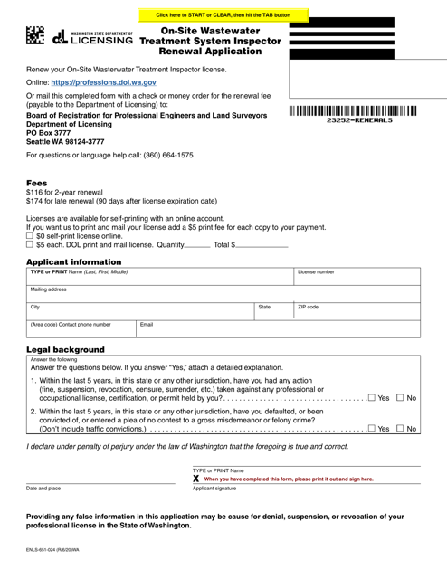 Form ENLS-651-024  Printable Pdf
