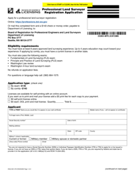 Document preview: Form ENLS-651-070 Professional Land Surveyor Registration Application - Washington