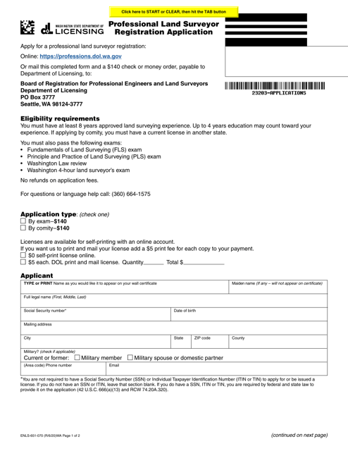 Form ENLS-651-070  Printable Pdf