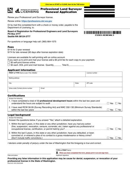 Form ENLS-651-025  Printable Pdf