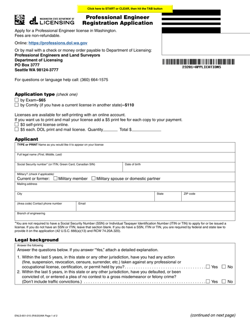 Form ENLS-651-015  Printable Pdf