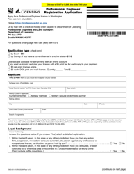 Form ENLS-651-015 Professional Engineer Registration Application - Washington