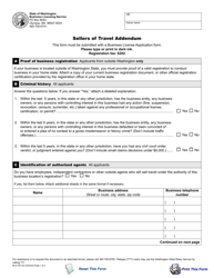 Document preview: Form BLS-700-322 Sellers of Travel Addendum - Washington
