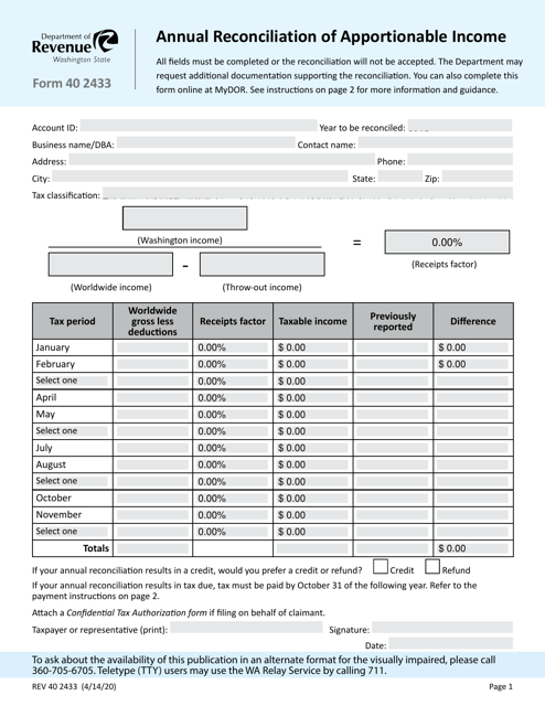 Form 40 2433  Printable Pdf