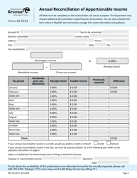 Form 40 2433 Annual Reconciliation of Apportionable Income - Washington