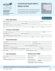 Form REV87 1006E Commercial Vessel Seller&#039;s Report of Sale - Washington