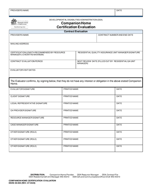 DSHS Form 09-995  Printable Pdf