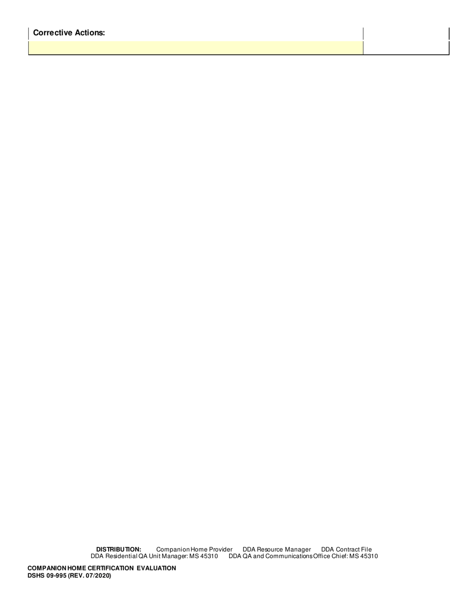 DSHS Form 09-995 Companion Home Certification Evaluation - Washington, Page 14