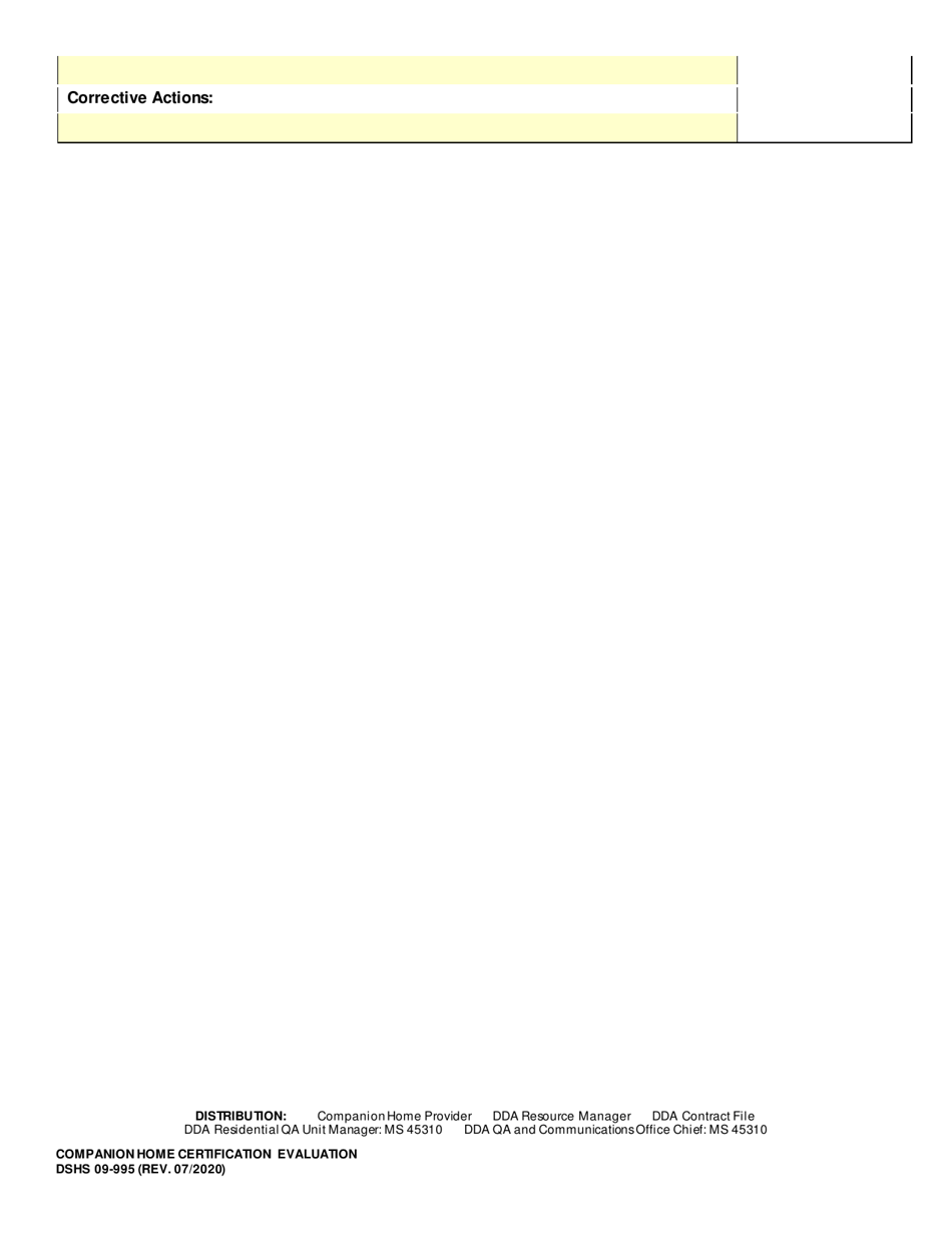 DSHS Form 09-995 Companion Home Certification Evaluation - Washington, Page 6