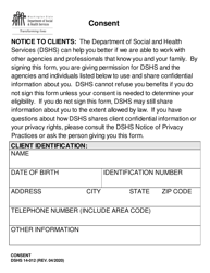 DSHS Form 14-012 Consent (Large Print) - Washington