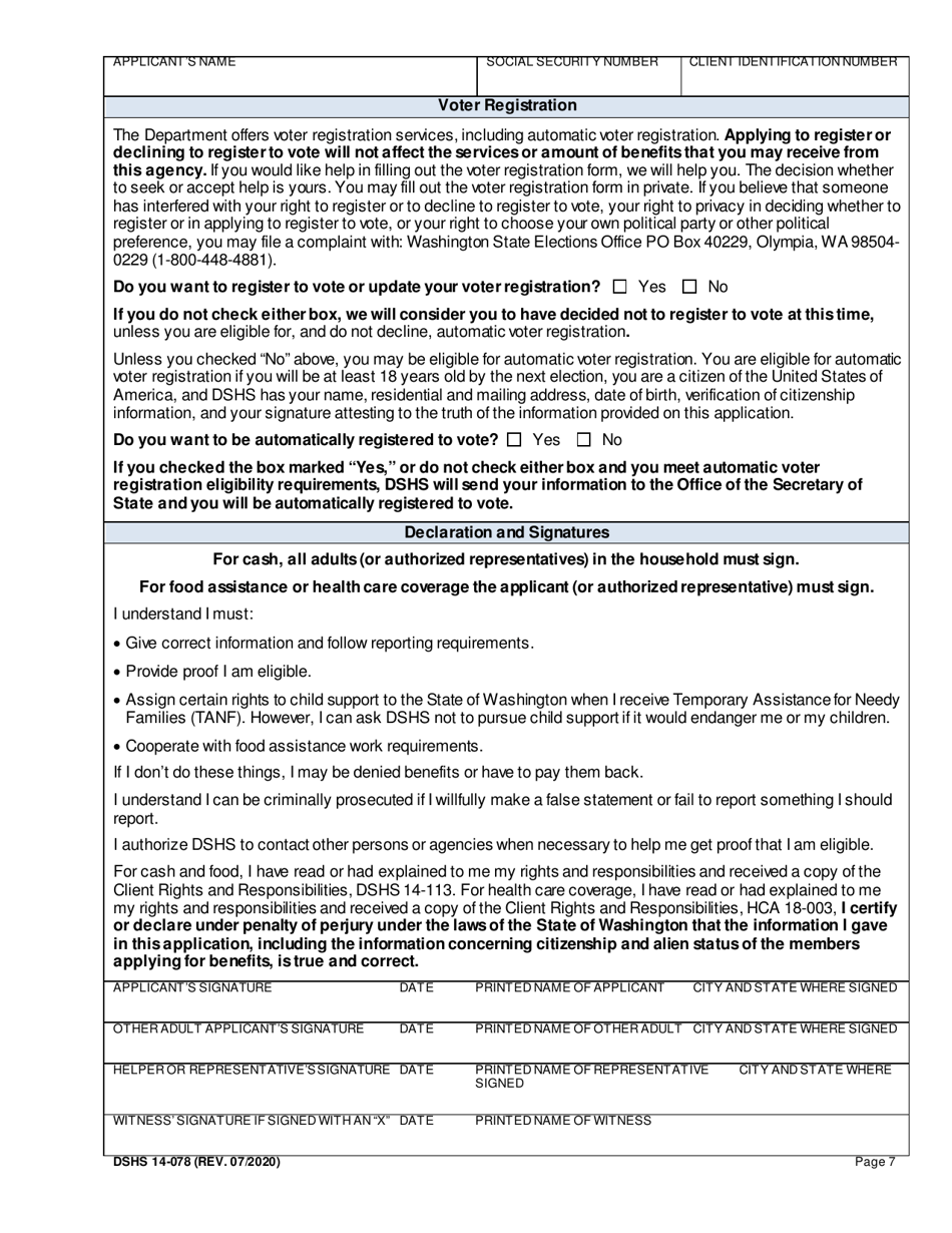 DSHS Form 14-078 Eligibility Review - Washington, Page 7