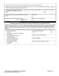 DSHS Formulario 14-264 Solicitud Para Equipo De Telecomunicaciones - Washington (Spanish), Page 9
