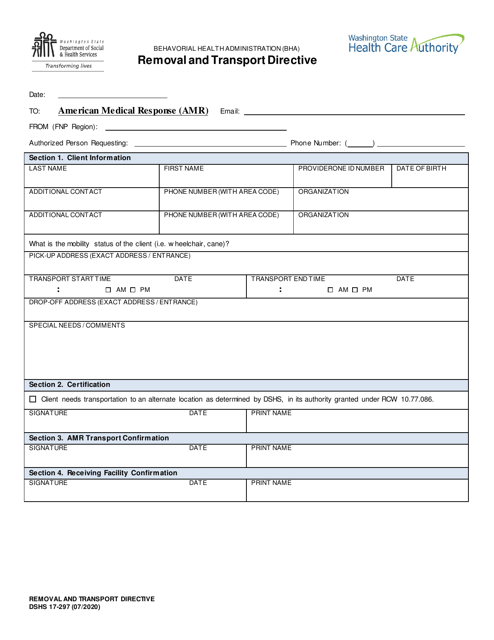 DSHS Form 17-297  Printable Pdf