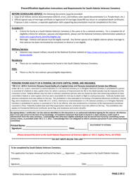 State Veterans Cemetery Precertification Application - South Dakota, Page 2
