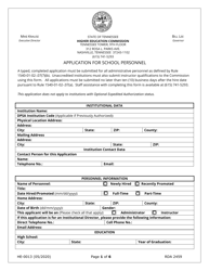 Form HE-0013 Application for School Personnel - Tennessee