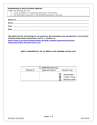 Form HE-0020 Application for a New Program - Tennessee, Page 6