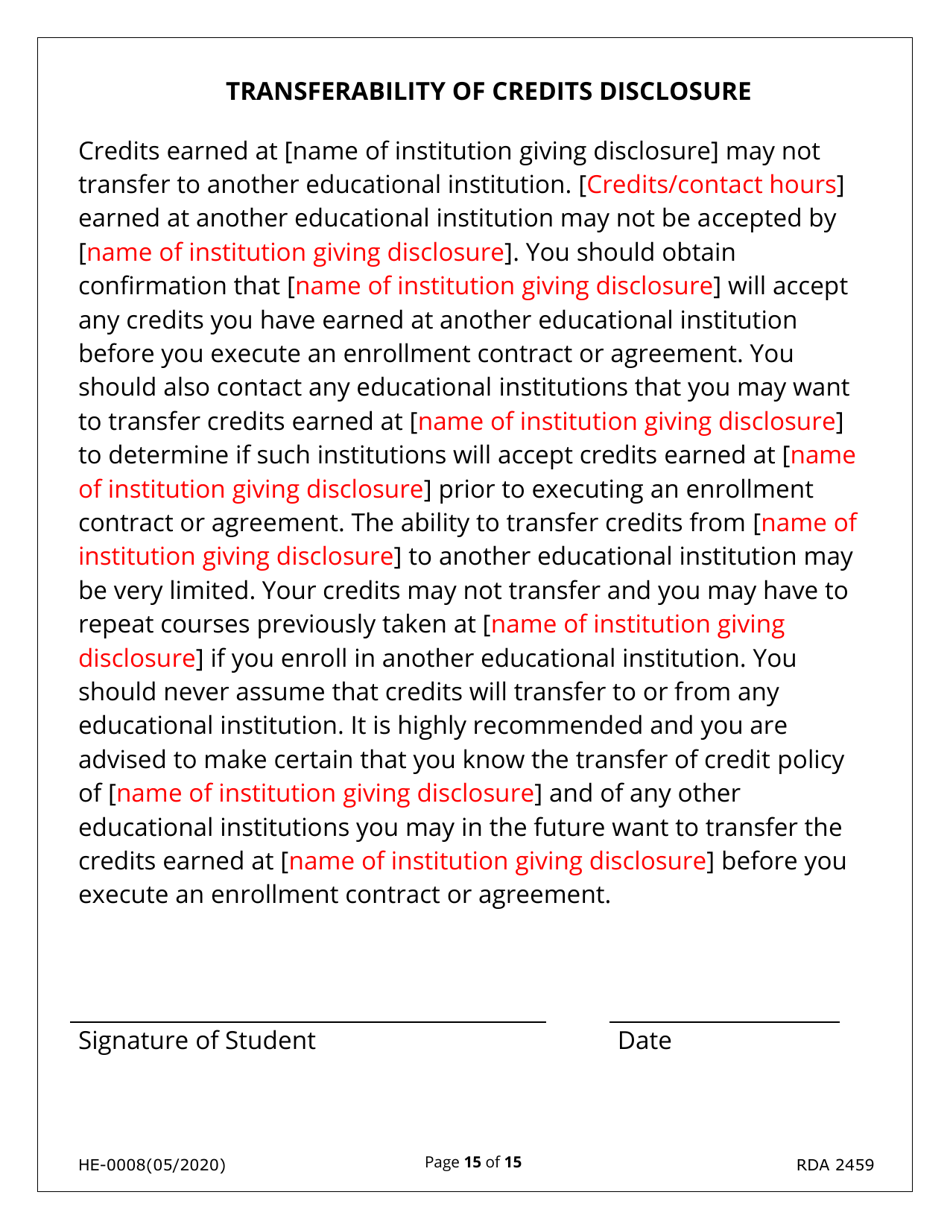 Form HE-0008 Application for Initial Authorization of a Postsecondary Educational Institution - Tennessee, Page 15