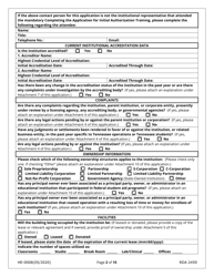 Form HE-0008 Application for Initial Authorization of a Postsecondary Educational Institution - Tennessee, Page 2