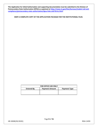 Form HE-0008 Application for Initial Authorization of a Postsecondary Educational Institution - Tennessee, Page 9