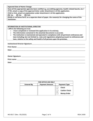 Form HE-0017 Application for Change of Institutional Name - Tennessee, Page 2