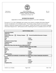Document preview: Form HE-0031 Information Request - Tennessee