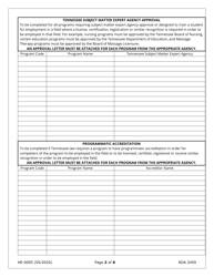 Form HE-0005 Application for Optional Expedited Authorization (Oea) - Tennessee, Page 2