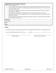 Form HE-0005 Application for Optional Expedited Authorization (Oea) - Tennessee, Page 5