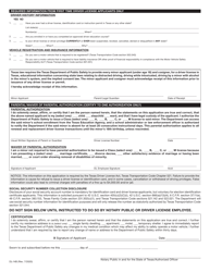 Form DL-14B &quot;Texas Driver License or Identification Card Application (Minor - Under 17 Years 10 Months of Age)&quot; - Texas, Page 2