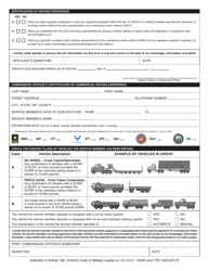 Form CDL-3B Application for Military Knowledge and Skills Test Waiver - Texas, Page 2