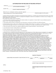 Document preview: Form LTC-85 Authorization for Release of Records Affidavit - Texas