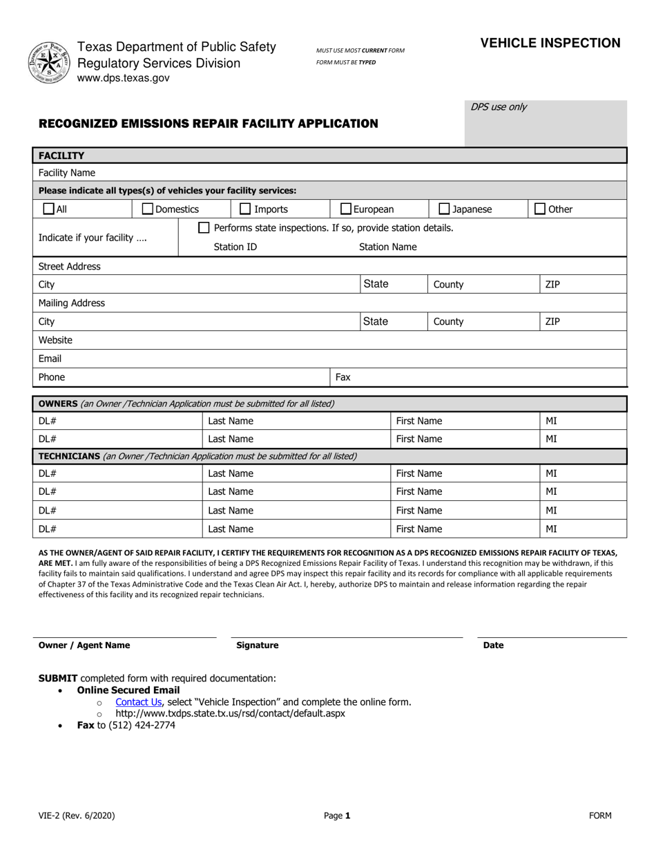 Form VIE2 Download Fillable PDF or Fill Online Recognized Emissions