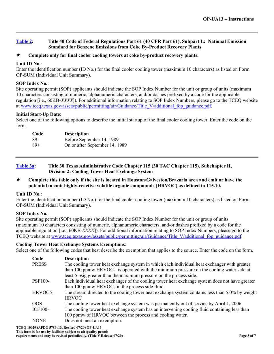 Form OP-UA13 (TCEQ-10029) Cooling Tower Attributes - Texas, Page 3