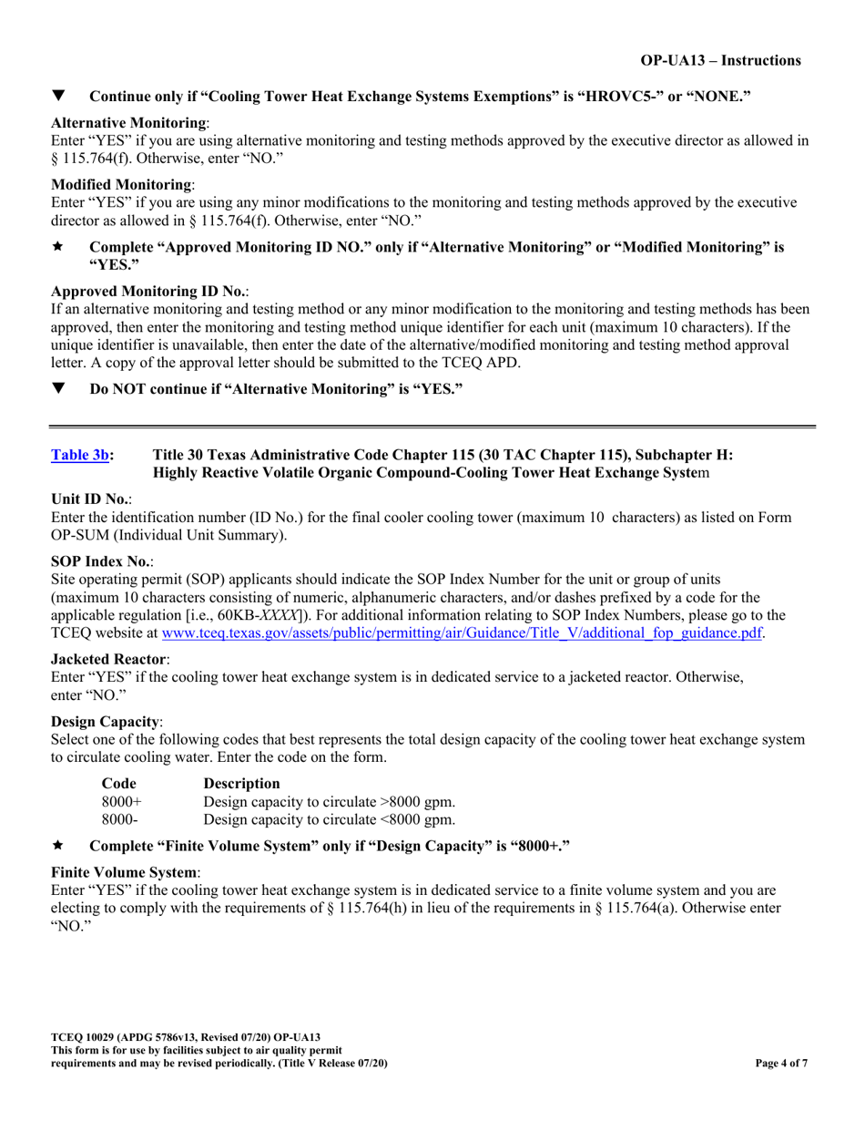 Form OP-UA13 (TCEQ-10029) Cooling Tower Attributes - Texas, Page 4