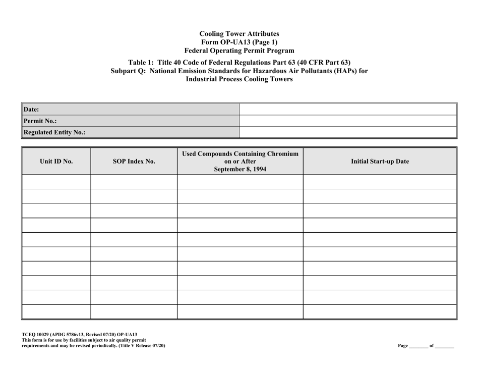 Form OP-UA13 (TCEQ-10029) Cooling Tower Attributes - Texas, Page 8