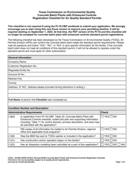 Document preview: Form TCEQ-20169D Air Quality Standard Permit for Concrete Batch Plants With Enhanced Controls Registration Checklist - Texas