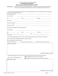 Document preview: Form TCEQ-20453 Initial Notification - New Sources - Texas