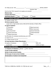 Form TCEQ-20008 Application to Claim a Permit by Rule for a Special Collection Route - Texas, Page 2
