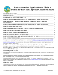Document preview: Instructions for Form TCEQ-20008 Application to Claim a Permit by Rule for a Special Collection Route - Texas