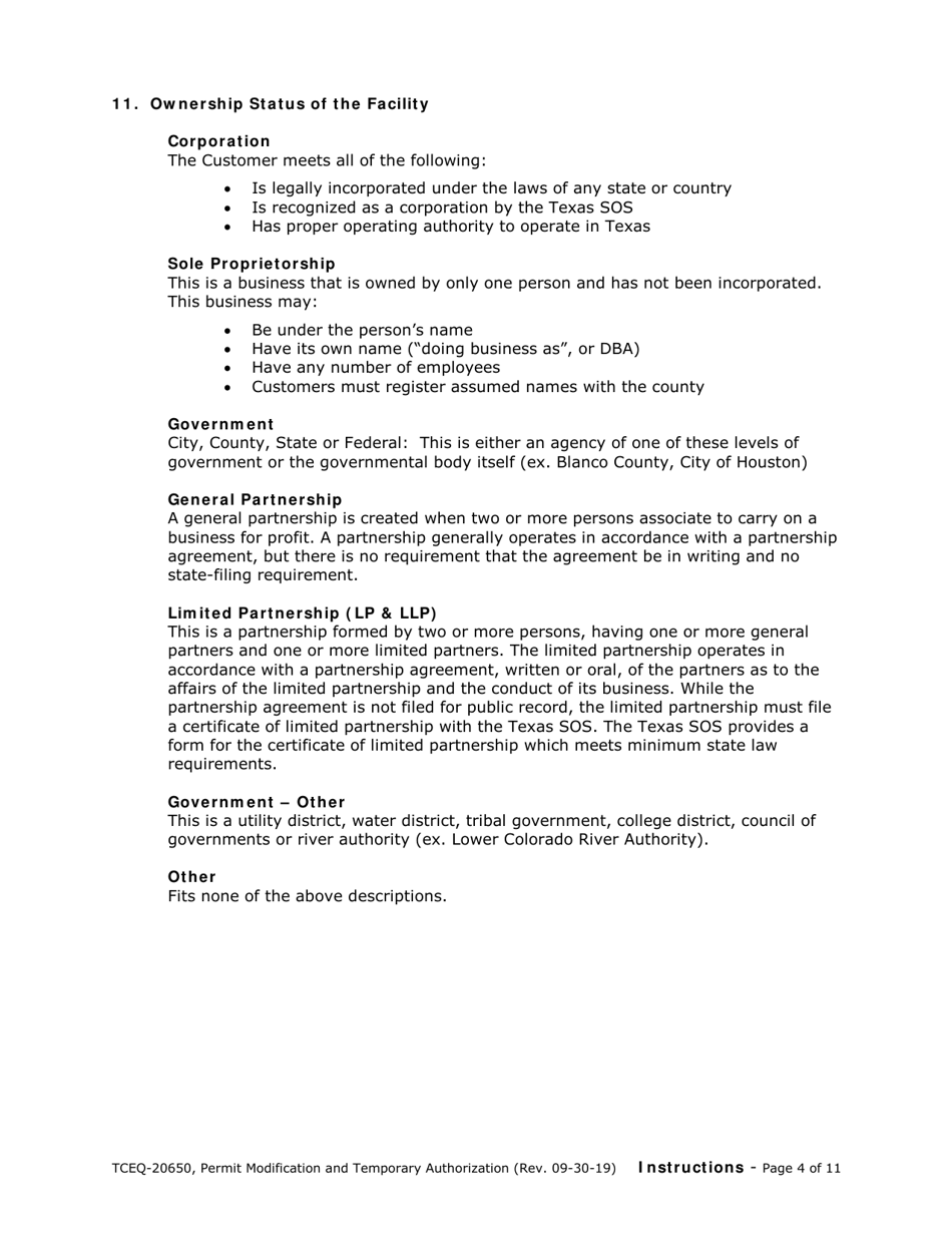 Form TCEQ-20650 Permit / Registration Modification and Temporary Authorization Application Form for an Msw Facility - Texas, Page 12