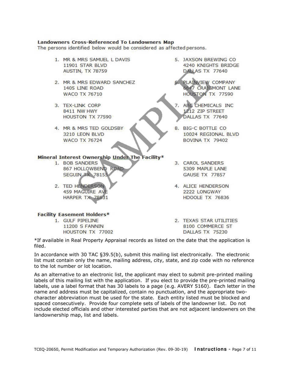Form TCEQ-20650 Permit / Registration Modification and Temporary Authorization Application Form for an Msw Facility - Texas, Page 15
