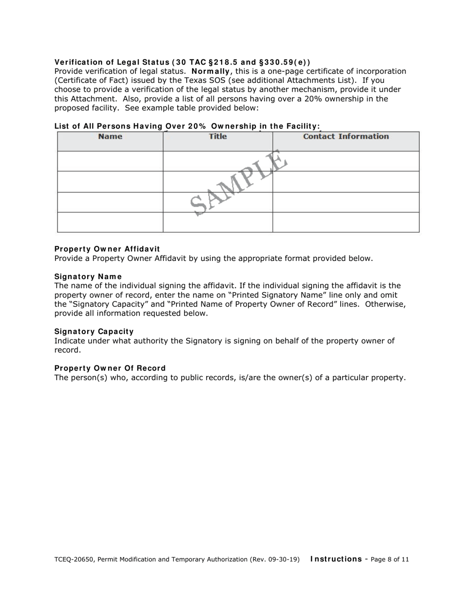 Form TCEQ-20650 Permit / Registration Modification and Temporary Authorization Application Form for an Msw Facility - Texas, Page 16