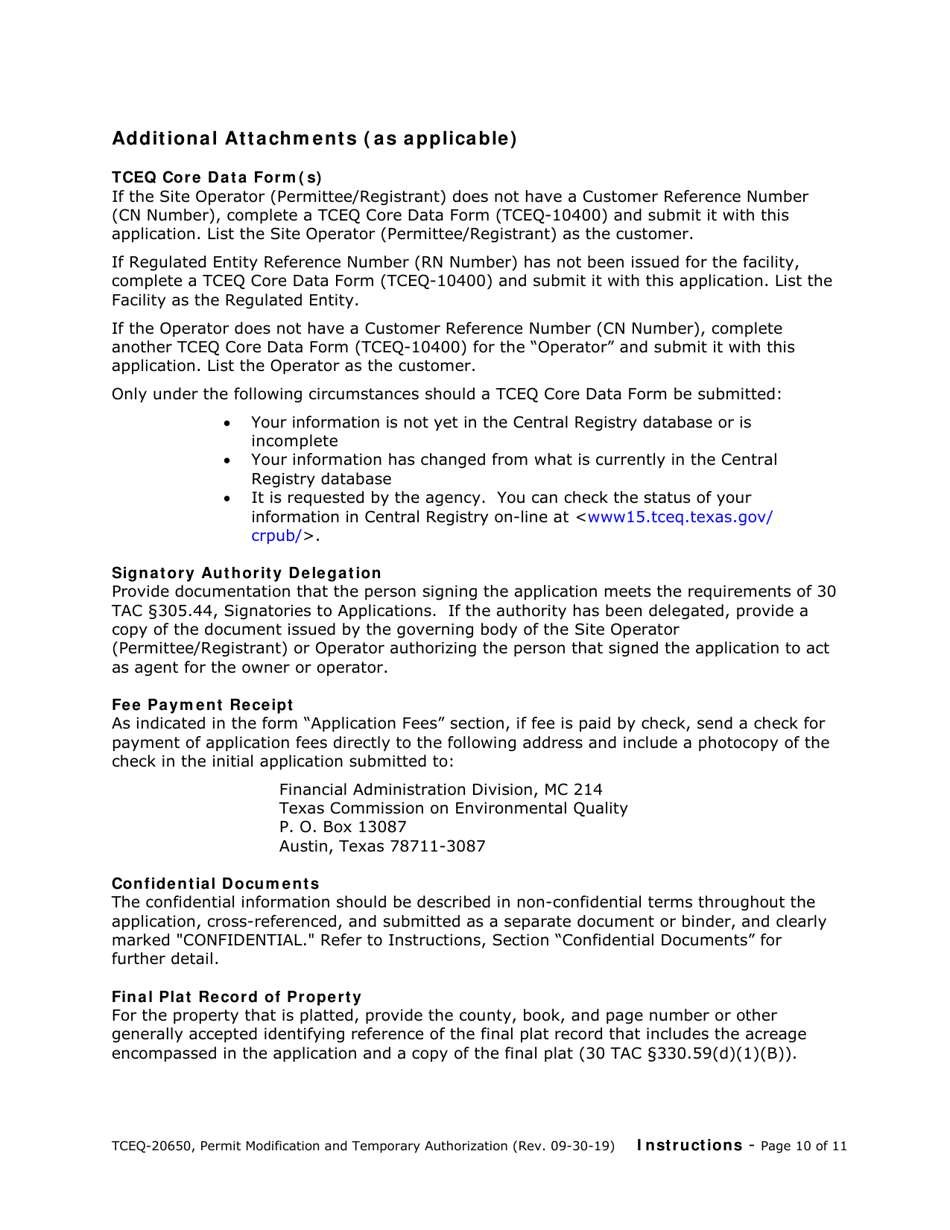 Form TCEQ-20650 Permit / Registration Modification and Temporary Authorization Application Form for an Msw Facility - Texas, Page 18