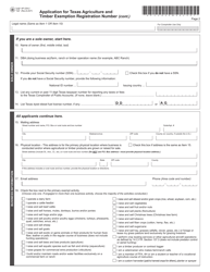 Form AP-228 Application for Texas Agricultural and Timber Exemption Registration Number (Ag/Timber Number) - Texas, Page 2