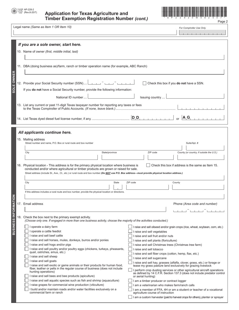 Form AP-228 - Fill Out, Sign Online and Download Fillable PDF, Texas ...