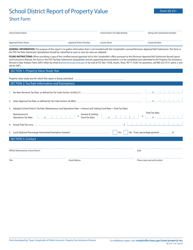 Document preview: Form 50-251 School District Report of Property Value - Short Form - Texas
